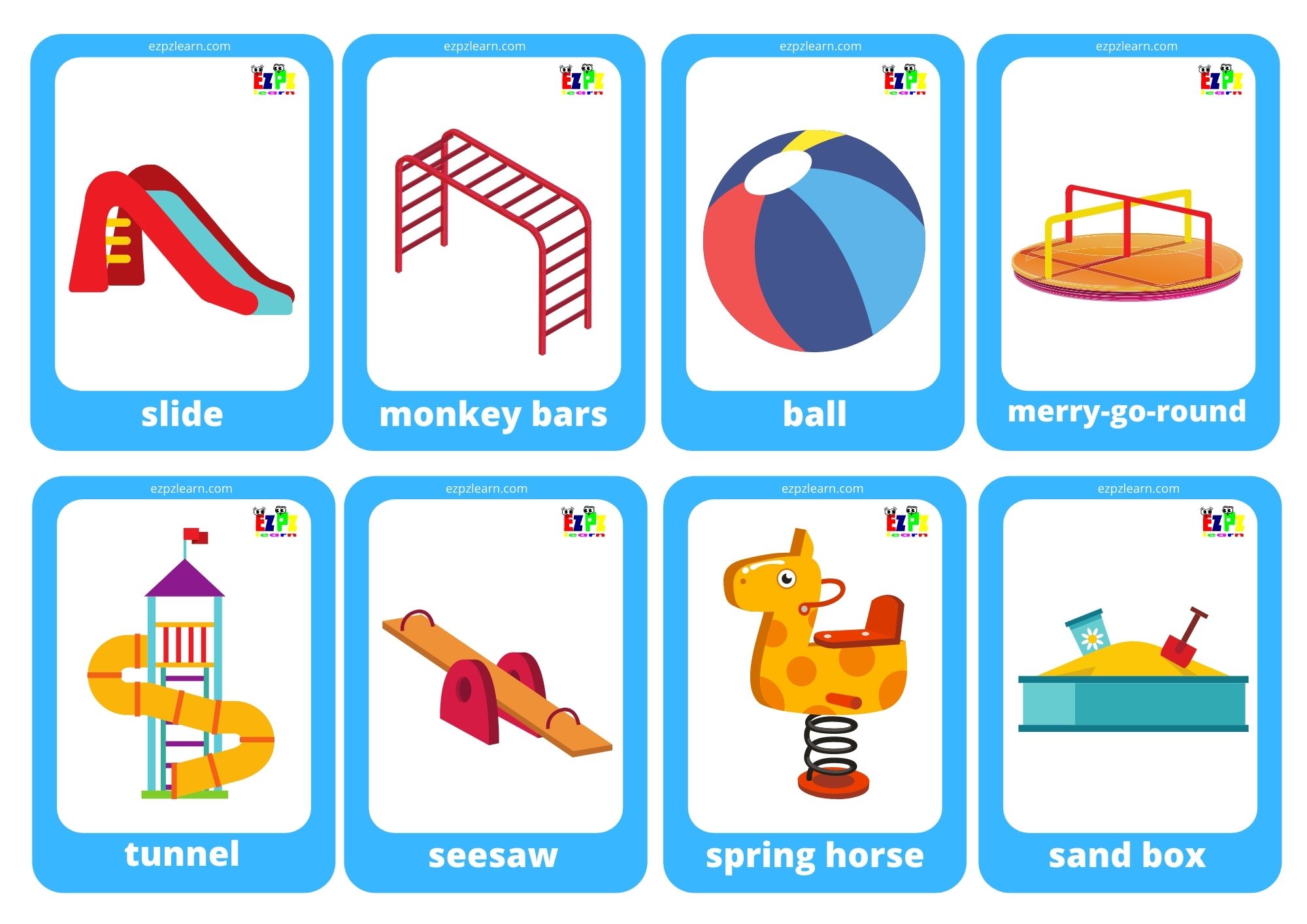 Playground Game Cards Mini Flashcards Ezpzlearn